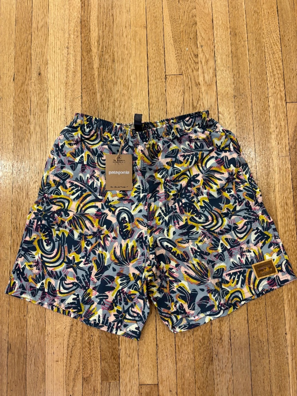 Patagonia Baggies Long 7" Shorts NWT Wild Botanist/Tidal Teal XS